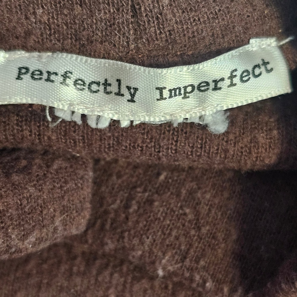 Perfectly Imperfect Brown Turtleneck Long Sleeve Wing Logo Knit Top Womens - Picture 2 of 5